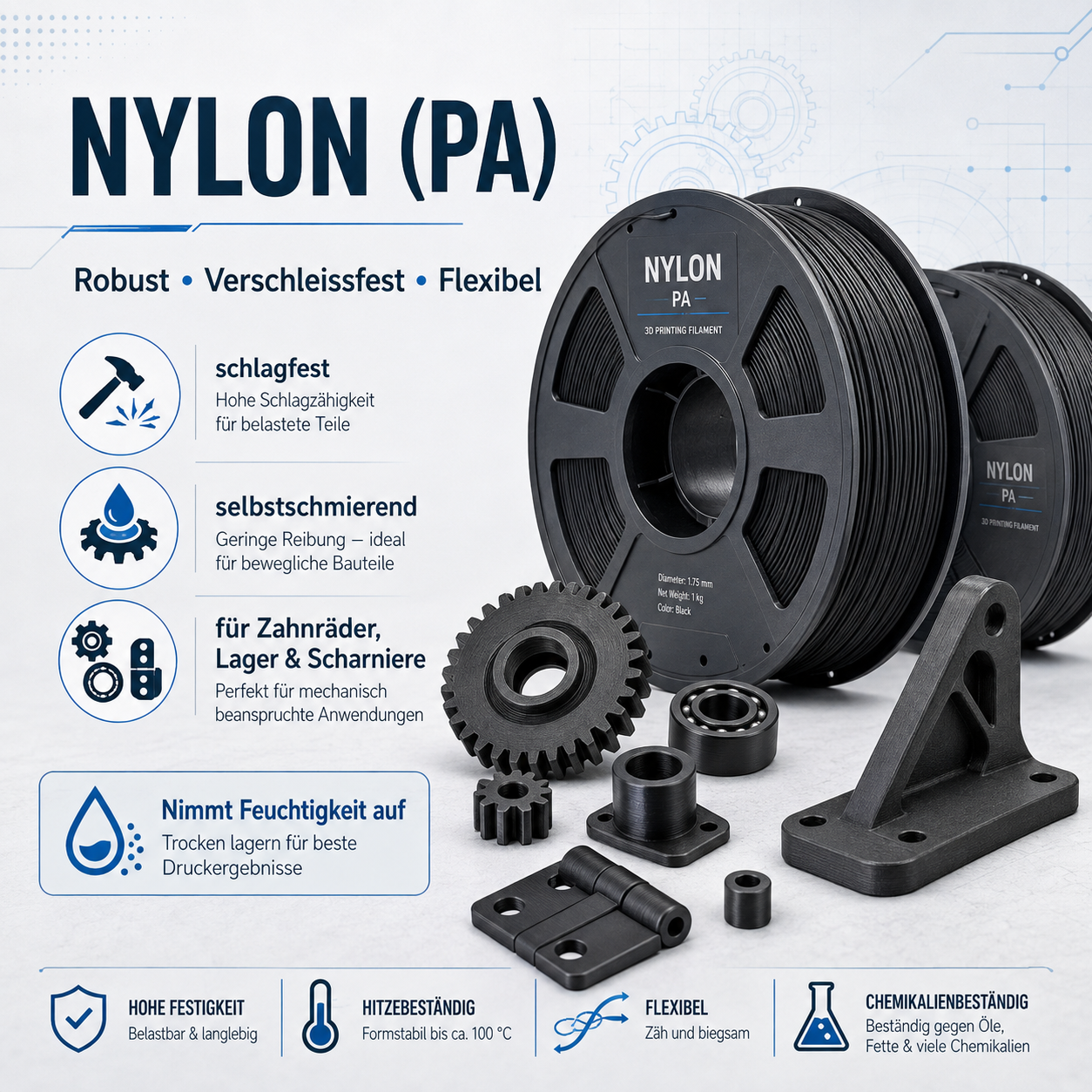 Nylon PA Filament für technische 3D-Drucke