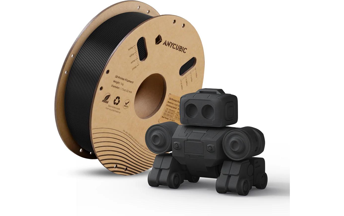 Anycubic Filament Anycubic PLA High Speed Schwarz 1.75 mm 1.125 kg