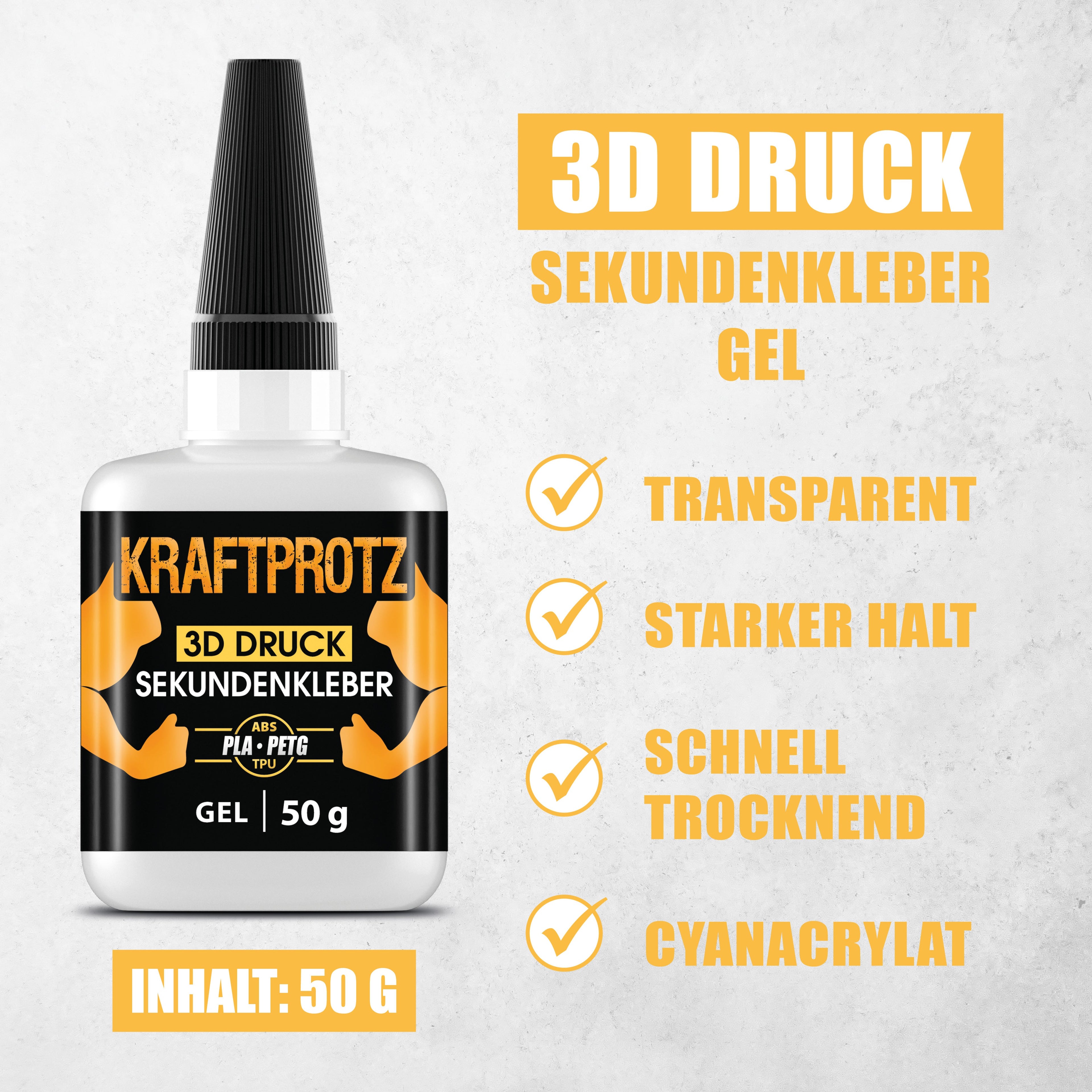 Kraftprotz 3D-Druck Sekundenkleber, dickflüssig, 50g