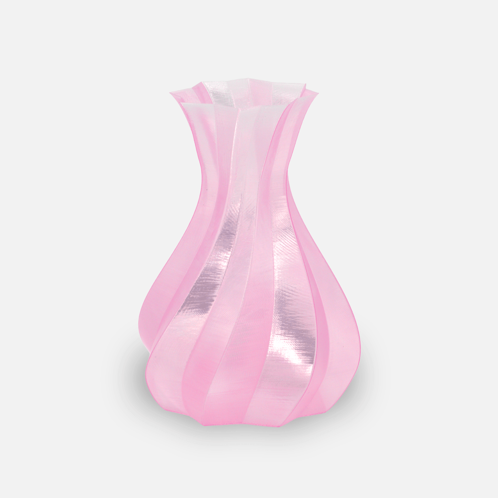 Recycling Fabrik Translucent Rose rPLA Premium – gedruckte Vase aus transluzentem Filament