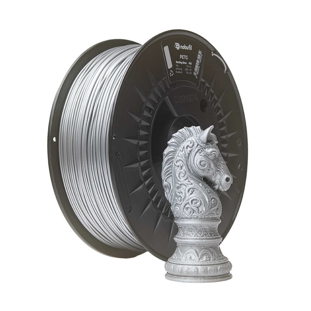 Feinschmelzer PETG Sterling Silver Filament, Filamentspule Detailansicht